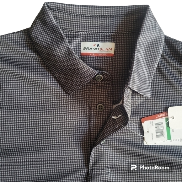 MEN'S Grand Slam Heathered Mini Plaid Printed Golf Polo - Picture 4 of 9